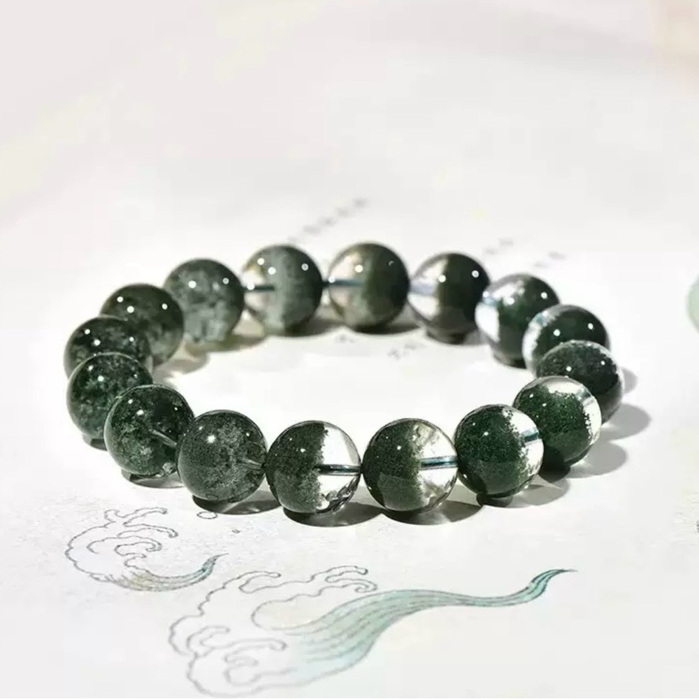 Natural Brazil Green Phantom Quartz Crystal Bracelet 10mm